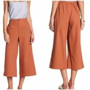 Good Luck Gem Wide Leg Pant Size L Burnt Orange Terracotta Crop Elastic Waist